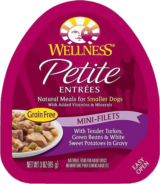 Wellness Petite Entrees Mini-Filets with Tender Turkey, Green Beans & White Sweet Potatoes in Gravy Grain-Free Wet Dog Food, 3-oz, case of 24