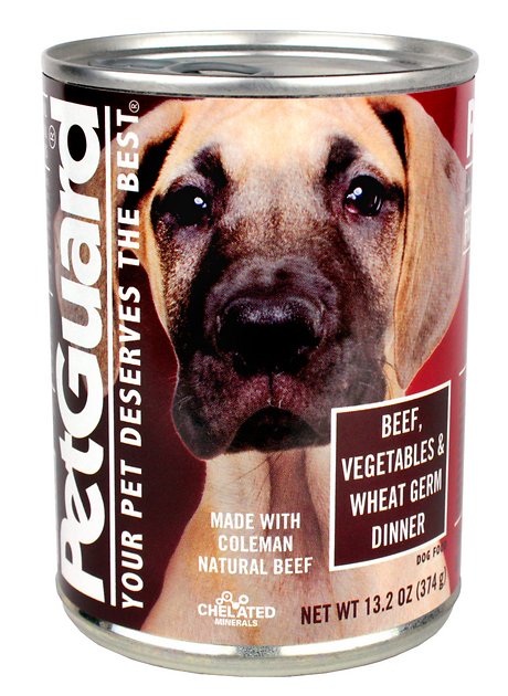 PetGuard Beef & Vegetable & Wheat Germ Dinner Canned Dog Food, 13.2-oz, case of 12