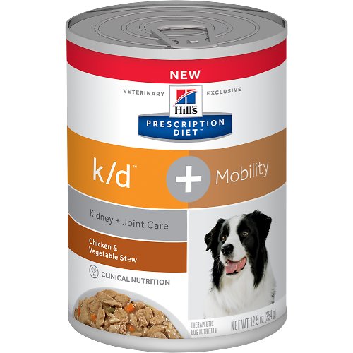 Hill's Prescription Diet K/D Kidney Care + Mobility Care with Chicken & Vegetable Stew Canned Dog Food, 12.5-oz, case of 12