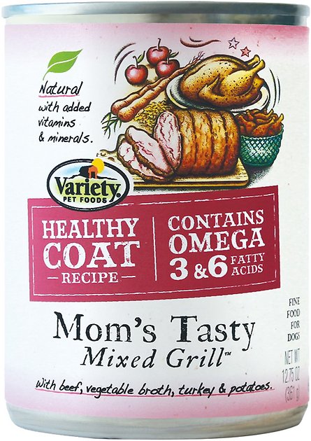 Variety Pet Foods Healthy Coat Mom's Tasty Mixed Grill Canned Dog Food, 12.75-oz, case of 12