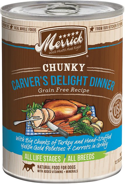 Merrick Chunky Grain-Free Carver's Delight Dinner Canned Dog Food, 12.7-oz, case of 12