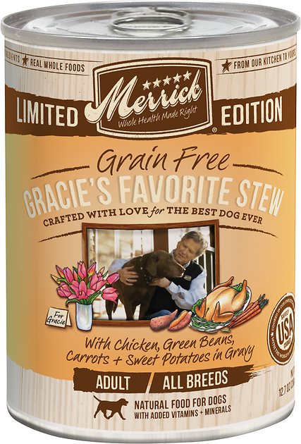 Merrick Seasonals Gracie's Favorite Stew Recipe Grain-Free Canned Dog Food, 12.7-oz, case of 12