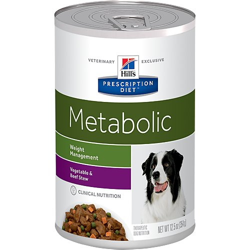 Hill's Prescription Diet Metabolic Weight Management Vegetable & Beef Stew Canned Dog Food, 12.5-oz, case of 12