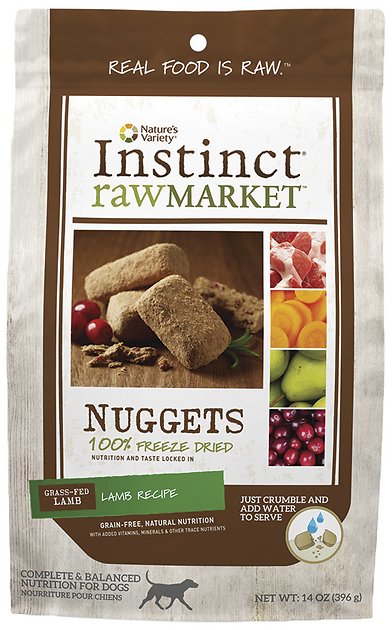 Instinct by Nature's Variety Raw Market Grain-Free Lamb Recipe Nuggets Freeze-Dried Dog Food, 14-oz bag