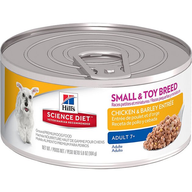 Hill's Science Diet Adult 7+ Small & Toy Breed Chicken & Barley Entree Canned Dog Food, 5.8-oz, case of 24