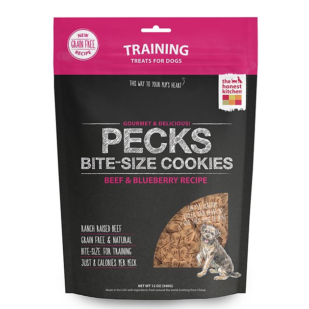 The Honest Kitchen Pecks Grain-Free Beef & Blueberry Recipe Cookie Dog Treats, 12-oz bag