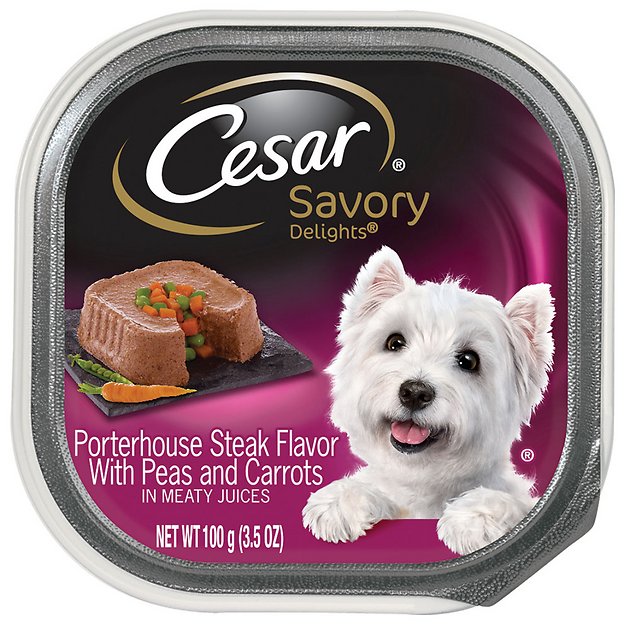 Cesar Savory Delights Porterhouse Steak Dog Food Trays, 3.5-oz, case of 24