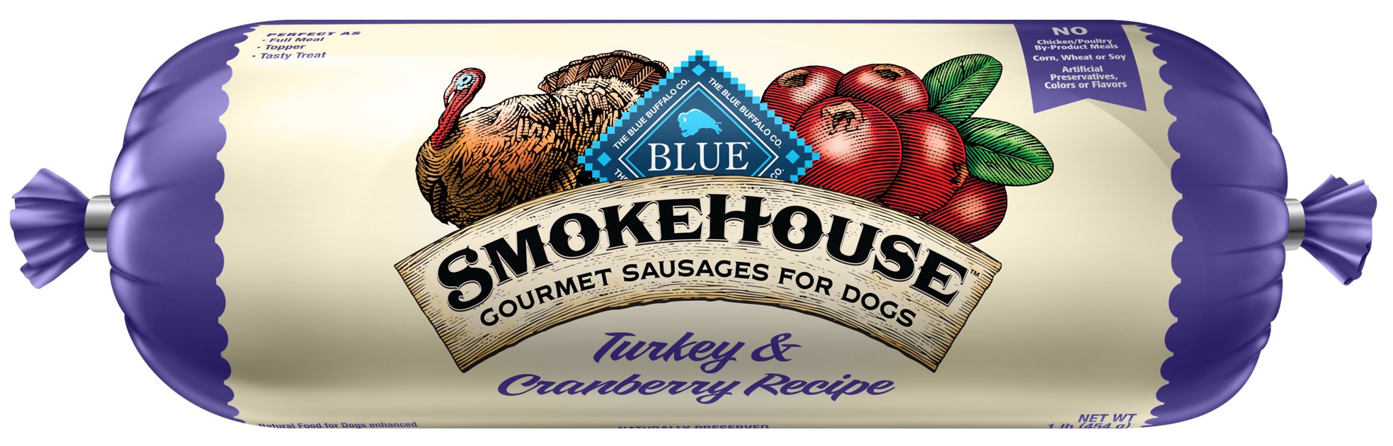 Blue Buffalo Smokehouse Turkey & Cranberry Recipe Sausage Dog Food Roll