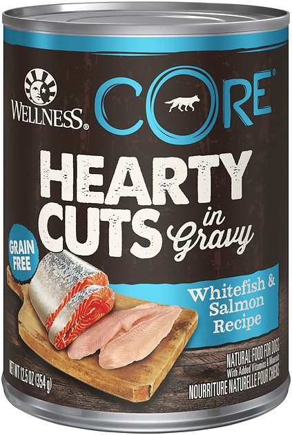 Wellness CORE Hearty Cuts in Gravy Whitefish & Salmon Recipe Grain-Free Canned Dog Food, 12.5-oz, case of 12