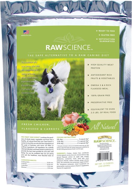 Stewart Pro-Treat Raw Science Fresh Chicken, Flaxseed & Berries Grain-Free Freeze-Dried Dog Food, 12-oz bag