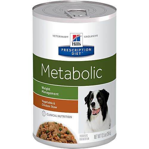 Hill's Prescription Diet Metabolic Weight Management Vegetable & Chicken Stew Canned Dog Food, 12.5-oz, case of 12