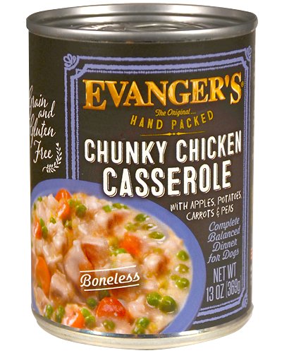 Evanger's Grain-Free Hand Packed Chunky Chicken Casserole Dinner Canned Dog Food, 12-oz, case of 12