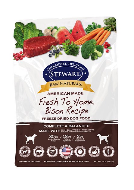 Stewart Raw Naturals Bison Recipe Grain-Free Freeze-Dried Dog Food, 24-oz bag