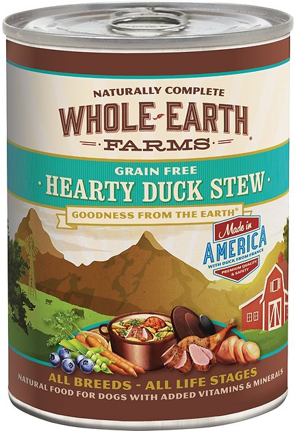 Whole Earth Farms Grain-Free Hearty Duck Stew Canned Dog Food, 12.7-oz, case of 12