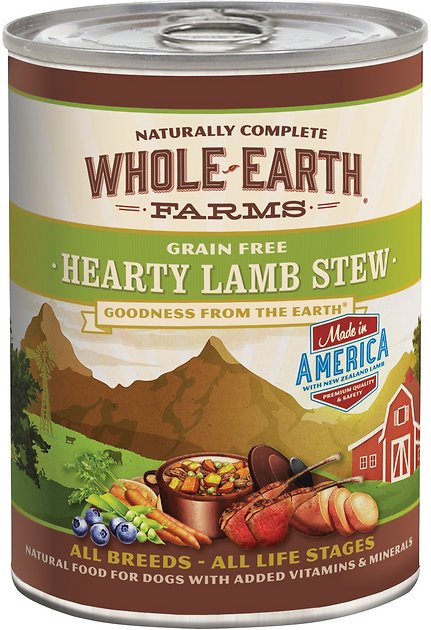 Whole Earth Farms Grain-Free Hearty Lamb Stew Canned Dog Food, 12.7-oz, case of 12