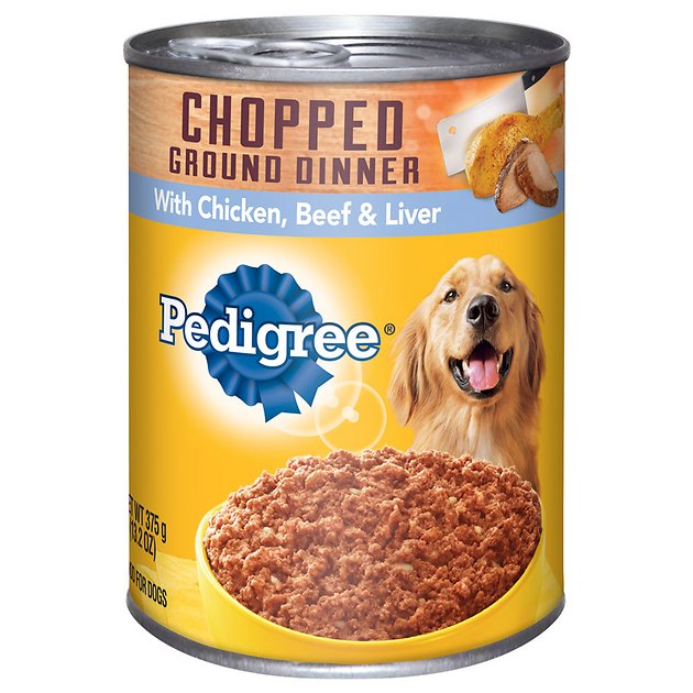 Pedigree Chopped Ground Dinner With Chicken, Beef & Liver Canned Dog Food, 13.2-oz, case of 12