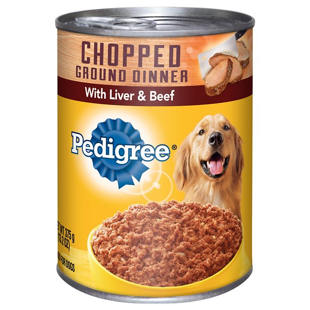 Pedigree Chopped Ground Dinner With Chopped Liver & Beef Canned Dog Food, 13.2-oz, case of 12