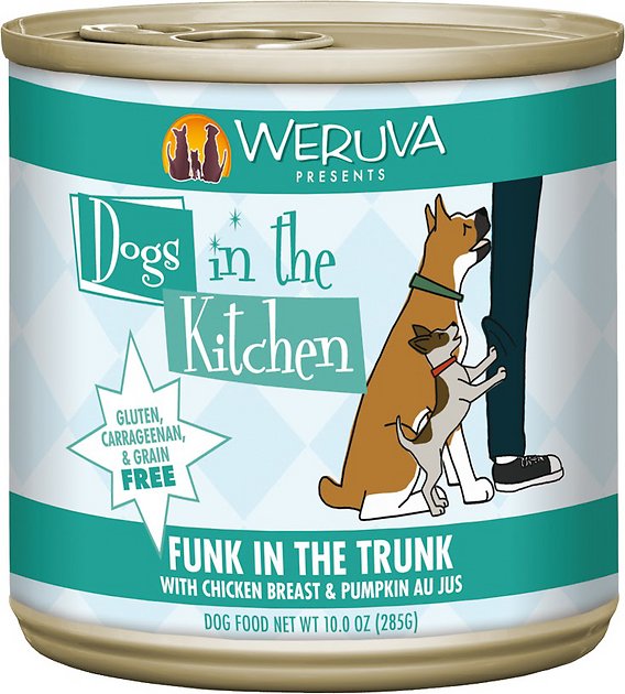 Weruva Dogs in the Kitchen Funk in the Trunk with Chicken Breast & Pumpkin Au Jus Grain-Free Canned Dog Food, 10-oz can, case of 12