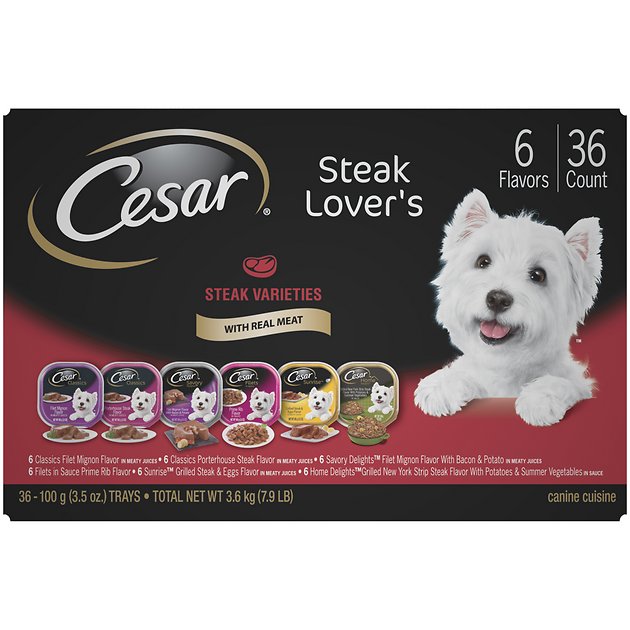 Cesar Steak Lover's Variety Pack Dog Food Trays, 3.5-oz, case of 36