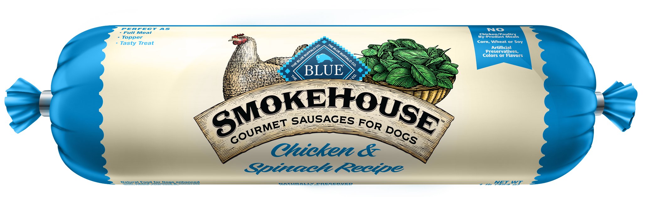 Blue Buffalo Smokehouse Chicken & Spinach Recipe Sausage Dog Food Roll