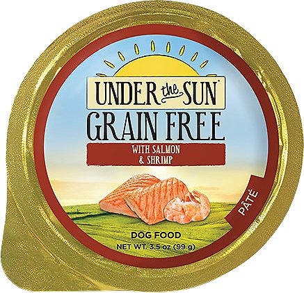 Under the Sun Grain-Free with Salmon & Shrimp Dog Food Trays, 3.5-oz, case of 12