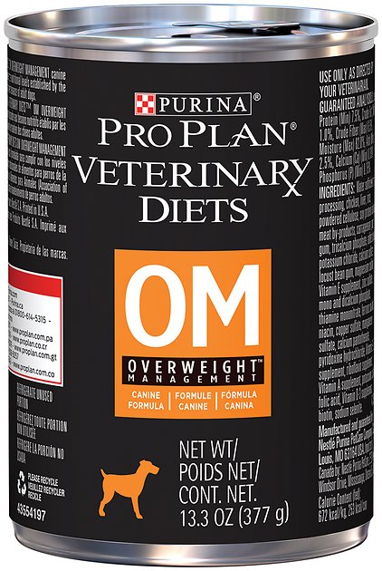 Purina Pro Plan Veterinary Diets OM Overweight Management Formula Canned Dog Food, 13.3-oz, case of 12