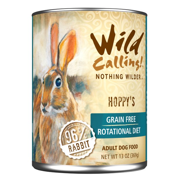 Wild Calling Hoppy's 96% Rabbit Grain-Free Adult Canned Dog Food, 13-oz, case of 12