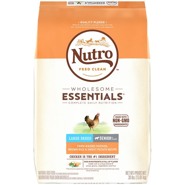 Nutro Wholesome Essentials Large Breed Senior Farm Raised Chicken, Brown Rice & Sweet Potato Recipe Dry Dog Food, 30-lb bag