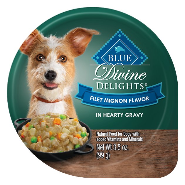 Blue Buffalo Divine Delights Filet Mignon Flavor Hearty Gravy Dog Food Trays, 3.5-oz, case of 12