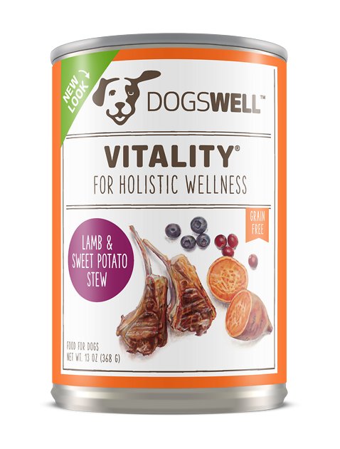 Dogswell Vitality Lamb & Sweet Potato Stew Recipe Grain-Free Canned Dog Food, 13-oz, case of 12