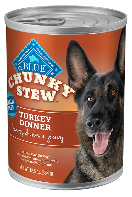 Blue Buffalo Chunky Stew Turkey Dinner in Hearty Gravy Grain-Free Canned Dog Food, 12.5-oz, case of 12