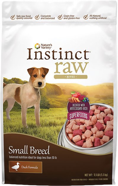 Instinct by Nature's Variety Raw Bites Duck Formula Small Breed Raw Frozen Dog Food, 3.5-lb bag