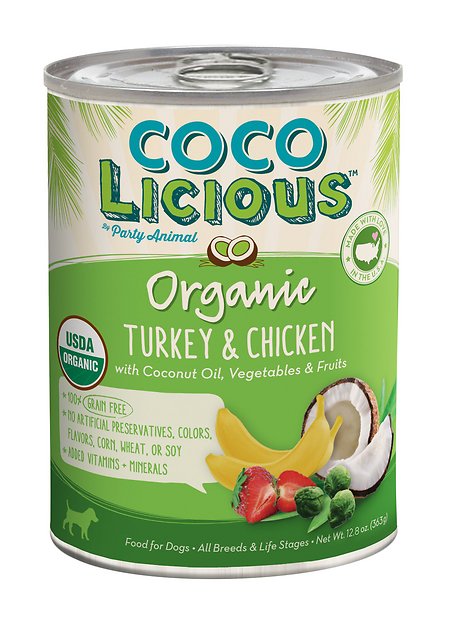 Party Animal Cocolicious Organic Chicken & Turkey Recipe Grain-Free Canned Dog Food, 12.8-oz, case of 12
