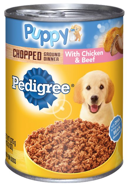 Pedigree Puppy Chopped Ground Dinner With Chicken & Beef Canned Dog Food, 13.2-oz, case of 12