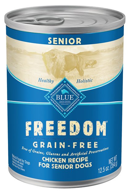 Blue Buffalo Freedom Senior Chicken Recipe Grain-Free Canned Dog Food, 12.5-oz, case of 12