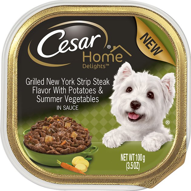 Cesar Home Delights New York Strip Steak Flavor with Potatoes & Summer Vegetables Dog Food Trays, 3.5-oz, case of 24