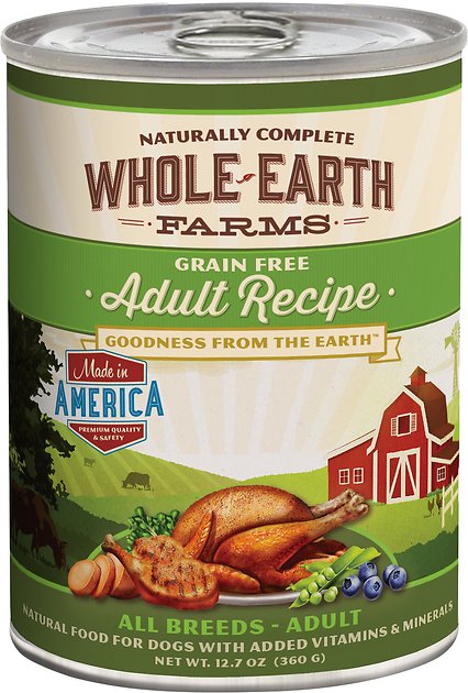 Whole Earth Farms Grain-Free Adult Recipe Canned Dog Food, 12.7-oz, case of 12