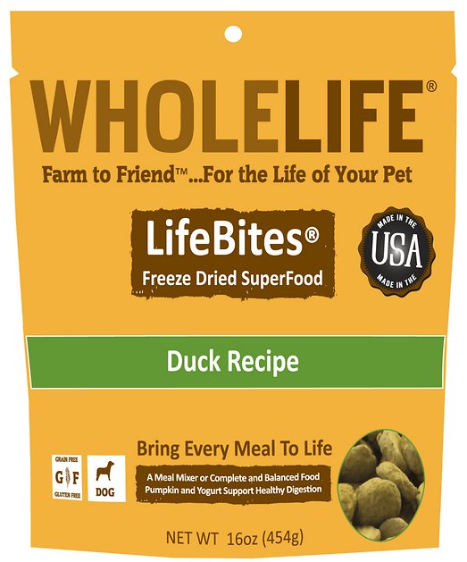 Whole Life LifeBites Duck Recipe Grain-Free Freeze-Dried Dog Food, 16-oz bag