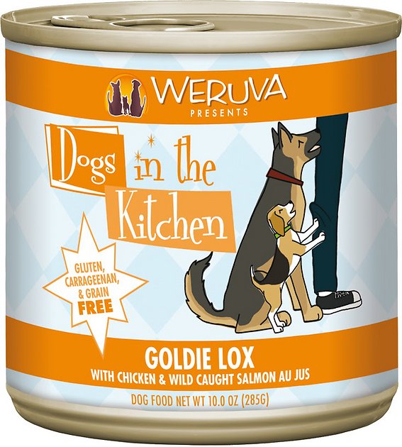 Weruva Dogs in the Kitchen Goldie Lox with Chicken & Wild Caught Salmon Au Jus Grain-Free Canned Dog Food, 10-oz can, case of 12