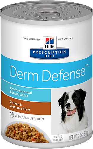 Hill's Prescription Diet Derm Defense Environmental Sensitivities Chicken & Vegetable Stew Canned Dog Food, 12.5-oz, case of 12