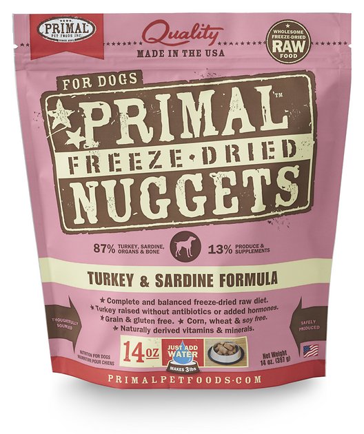 Primal Turkey & Sardine Formula Nuggets Grain-Free Freeze-Dried Dog Food