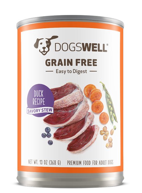 Dogswell Savory Stew Duck Recipe Grain-Free Canned Dog Food, 13-oz, case of 12