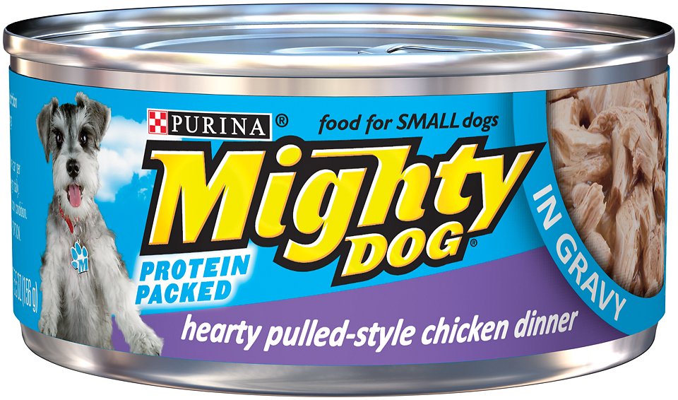 Mighty Dog Hearty Pulled-Style Chicken Dinner in Gravy Canned Dog Food, 5.5-oz, case of 24