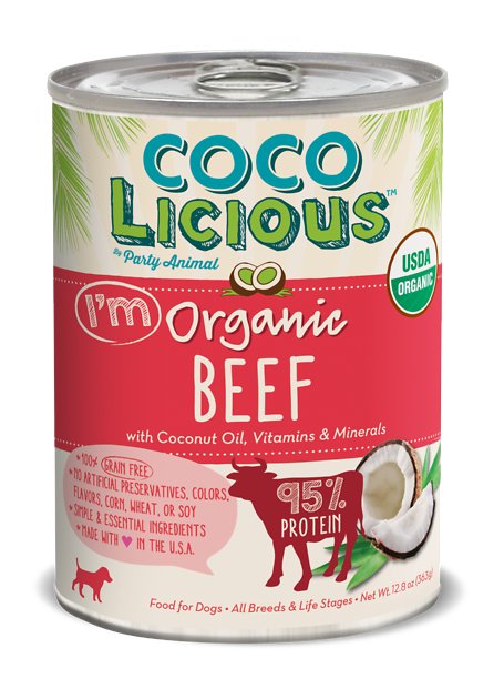 Party Animal Cocolicious 95% Organic Beef Grain-Free Canned Dog Food, 12.8-oz, case of 12