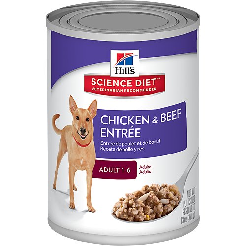 Hill's Science Diet Adult Beef & Chicken Entree Canned Dog Food, 13-oz, case of 12