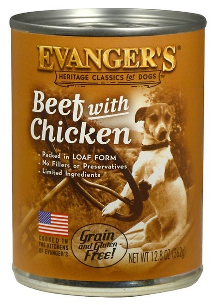 Evanger's Classic Recipes Beef with Chicken Grain-Free Canned Dog Food, 12.8-oz, case of 12