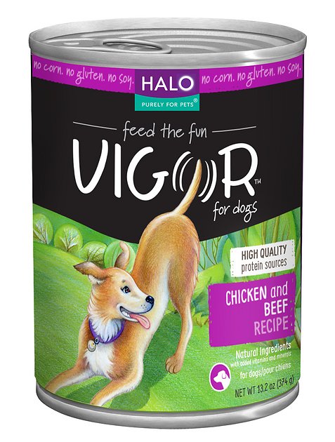 Halo Vigor Chicken & Beef Recipe Canned Dog Food, 13.2-oz, case of 12