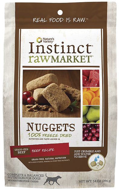 Instinct by Nature's Variety Raw Market Grain-Free Beef Recipe Nuggets Freeze-Dried Dog Food, 14-oz bag